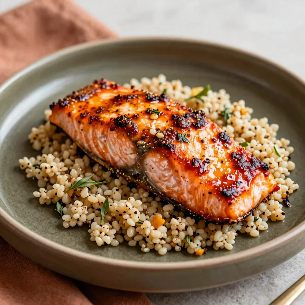 Seared Harissa Salmon with Warm Herb Quinoa